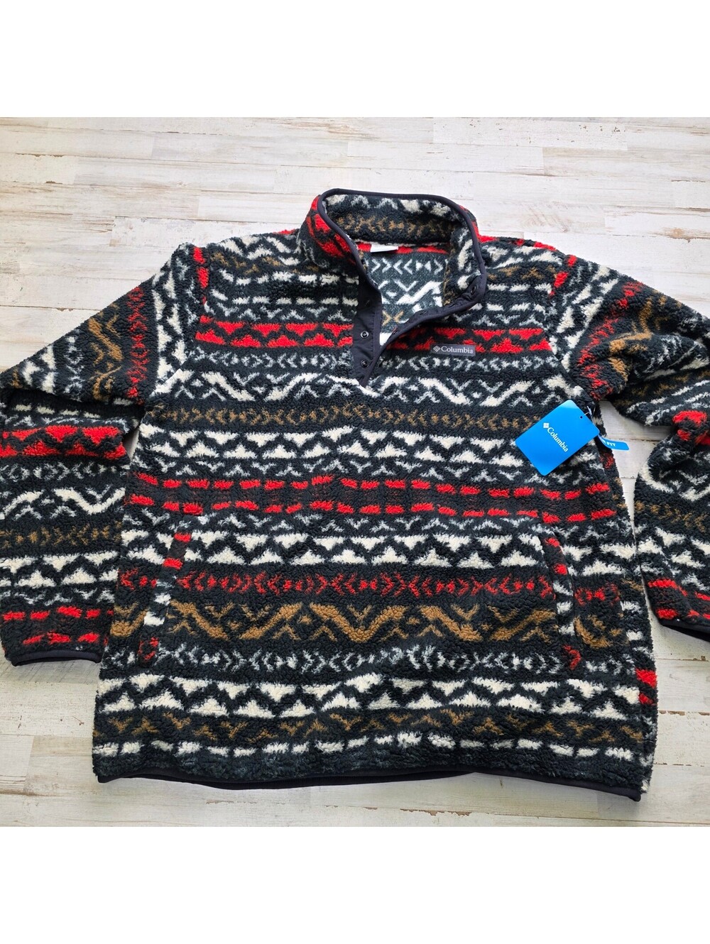 Columbia Rugged Ridge Fleece Pullover Men's XL Half Snap Patterned 100% Poly NWT